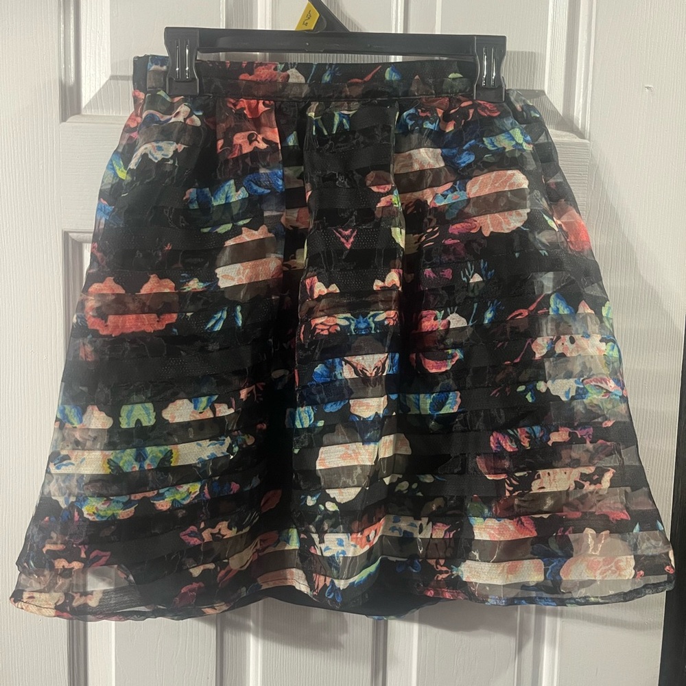 Super cute black and multi colored a line skirt